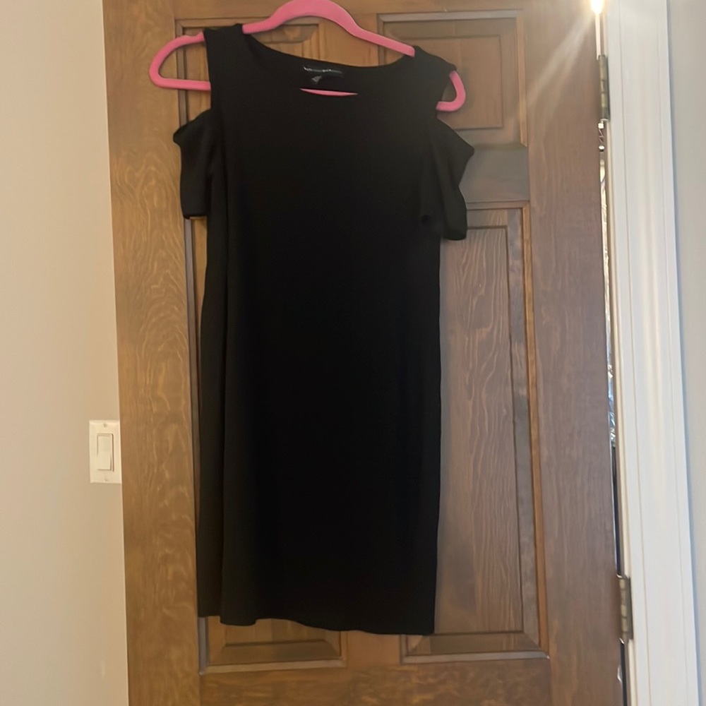 White House Black Market black cold shoulder dress size small
